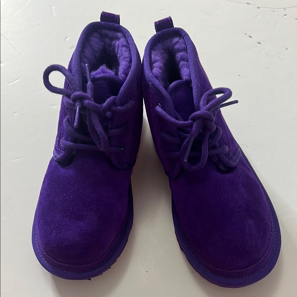 UGG Australia Neumel 11 Purple Suede Ankle Lace up sherling Boots size 1